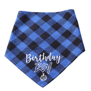 Pet Birthday Triangle Scarf Dog Saliva Towel Cotton Plaid Cat Scarf Birthday Party Gifts