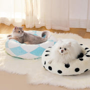 Donut Cat Bed For Indoor Cats - Round Washable Plush Pet Bed