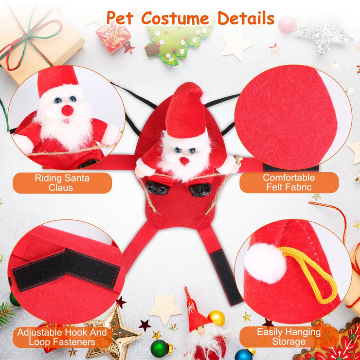 Pet Christmas Costumes Red Winter Coat For Dog Riding Santa Claus