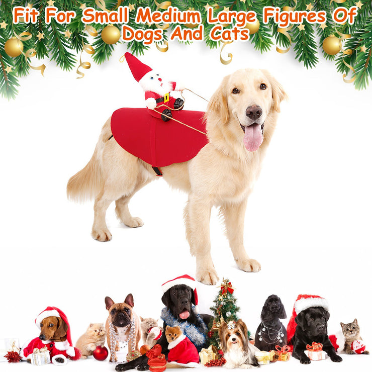 Pet Christmas Costumes Red Winter Coat For Dog Riding Santa Claus