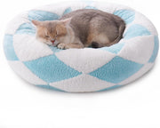 Donut Cat Bed For Indoor Cats - Round Washable Plush Pet Bed